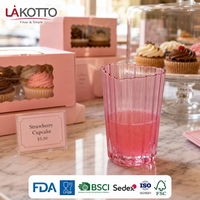 Verre sans pied LAKOTTO festonné 320 ml rose cristal côtelé pour service de table en restaurant et bar, verrerie en gros, logo OEM