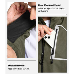 Impresión personalizada transpirable al por mayor trajes de lluvia para los hombres al aire libre impermeable con capucha cuello traje de lluvia para los hombres - Product Image 3