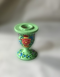 Elegante soporte de madera para velas pintado a mano Kashmiri Paper Mache para decoración navideña con farolillos de piedra y tarros de velas decorativas - Product Image 3