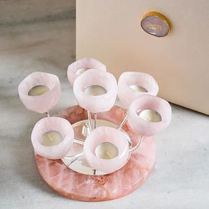 High on Demand Silver Natural <b>Stone</b> & Brass Tulip Tea Light Holder - Product Image 1