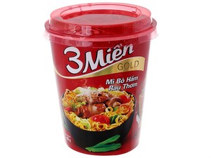 บะหมี่กึ่งสำเร็จรูป 3Mien รสเนื้อตุ๋นผักหอม 65 กรัม แบบถ้วย - Product Image 1