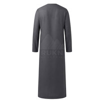 Kandura émirati moderne, thobe traditionnel du Moyen-Orient pour hommes, sans col, avec franges sur le devant, manches longues, en coton léger
