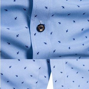 Camisa de manga larga para hombre sólida a la moda, camisa de vestir de algodón de alta calidad con botón perforado, camisas de vestir formales de boda de negocios para hombre - Product Image 2