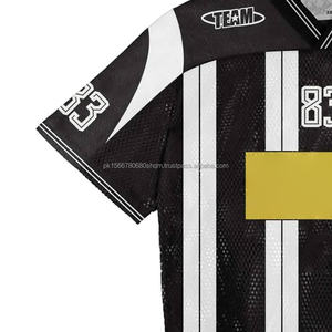 Fabricante personalizado American Vintage camisetas de fútbol Francia de gran tamaño de punto de malla con cuello en V Crop Boxy Mesh Football Jersey - Product Image 3