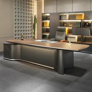 Directly Supplied ML Brand Modern Luxury Brown MDF Modular <b>Office</b> Desk Writing <b>Table</b> Set 3-Year Warranty Boss CEO Manager Home - Product Image 3