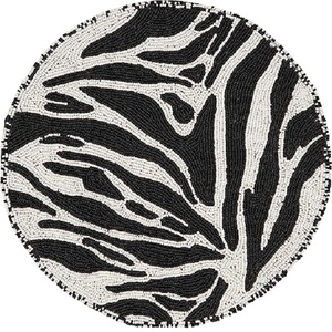 แผ่นรองจานทรงกลมพร้อมลูกปัดโครงสร้างม้าลายแผ่นรองจานสำหรับรับประทานอาหารในบ้านแผ่นปูผลิตภัณฑ์เครื่องใช้ในครัว - Product Image 1