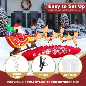 Inflatable Christmas Santa Sleigh With <b>Reindeer</b> Built-in LED <b>Lights</b> <b>Outdoor</b> Christmas Blow <b>up</b> Yard Decorations Inflatable - Product Image 4