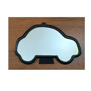汽车造型壁挂式镜子，带黑色铝合金框架，用于客厅浴室大厅