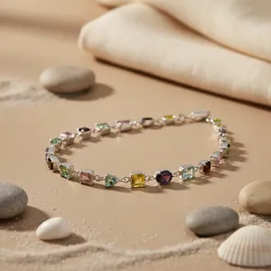 Bracelet en argent 925 multi-pierres pour femmes, accessoires de mode perlés pour tous les jours - Product Image 2