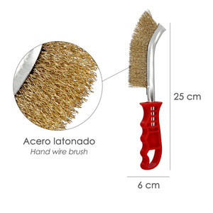 Spazzola Manuale in Acciaio Ramato con Manico Rosso 25 cm. - Product Image 2