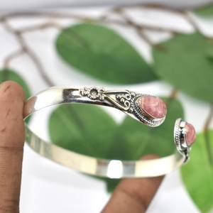 925 Sterling Silver Natural Excellente Qualité Rhodocrosite Gemstone Bracelet Réglable De Designer À La Main Pour Les Femmes Personnalisé - Product Image 2