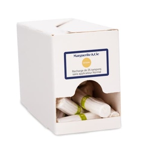 Tampons en coton biologique Paredes X Marguerite Et Cie, lot de 2 - 25 recharges sans applicateur, emballage en boîte - Product Image 1
