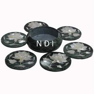 Top Quality Tea Coaster Kitchen Ware Item <b>Set</b> of <b>6</b> Rounded Tea Marble Coaster Holder <b>for</b> Hot Sale <b>For</b> Kitchen Ware Catering Item - Product Image 1