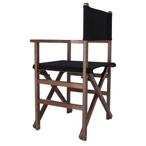 Chaise de directeur WELL HOME, structure en noyer avec toile noire, 51x46x86 cm, pour usage en jardin - Product Image 4