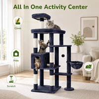 Grande structure d'escalade multi-niveaux simple pour chat avec poteaux à gratter en sisal, hamacs écologiques, perchoirs et jouets pour chats d'intérieur