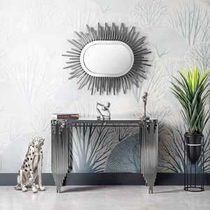 Iving-Mesa consola de acero inoxidable con espejo, mueble moderno para habitación - Product Image 1