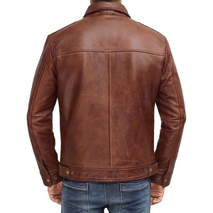 Nouveau blouson aviateur professionnel en cuir de chèvre marron personnalisé à la mode veste en cuir véritable pour hommes - Product Image 2