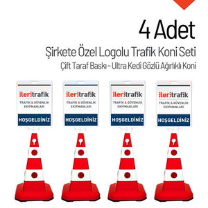 กรวยจราจรแบบตาแมวสองด้านพร้อมโลโก้บริษัทตามสั่ง (4 ชิ้น) - แผงกั้นจราจรที่มองเห็นได้ชัดเจน - Product Image 3