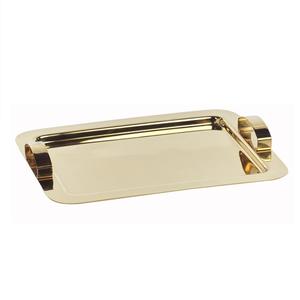 Bandeja de servidor de comida de desayuno ecológica, producto de la mejor calidad, bandeja de servicio de Metal con acabado dorado con asas - Product Image 1