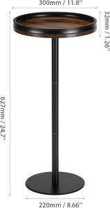 Mesa auxiliar de acero trenzado artesanal y madera de sequoia brasileña con base de pedestal y acabado en polvo - Product Image 3