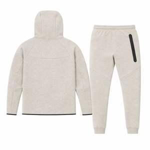 Ensemble de survêtement pour homme, veste à capuche zippée et pantalon de jogging en polaire technique, gris clair, vêtements de sport pour l'entraînement - Product Image 2