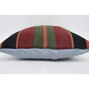 Multicolor Tartan Pattern Wool Kilim Patchwork Pillow 14x14 Inch Fluffy Vintage <b>Leaves</b> Design <b>Cushion</b> Woven Decorative <b>Cushion</b> - Product Image 5