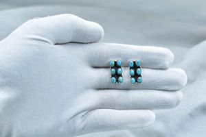 Pendientes de turquesa Mojave para mujer, joyería de piedras preciosas de estilo postal hecha a mano de plata 925 - Product Image 3