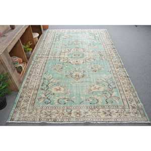 Alfombra turca Vintage área grande 5,4X8,8 pies clásico verde Beige Patchwork diseño lana látex para pasillo rectangular alfombra de habitación - Product Image 3