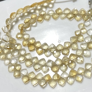 Perles Briolette en forme de coussin en quartz citrine naturelle de haute qualité, perles en forme de cerf-volant en pierre précieuse jaune à facettes, vente en gros - Product Image 3