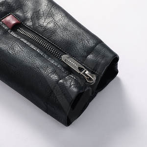 Chaqueta de cuero para hombre Slim Fit motocicleta Biker Stand Collar Casual primavera otoño abrigo italiano moda prendas de vestir exteriores estilo - Product Image 6