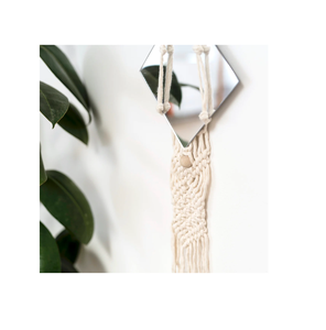 Factory Supplies Boho Style Modern Home Decor Handmade Woven Macrame With <b>Beads</b> Wall Hanging <b>Mirror</b> - Product Image 6