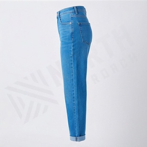 High Waist Tapered Straight Loose Simple Denim <b>Women's</b> <b>Jeans</b> Slim Fit Casual Tapered Pants Customized Color Breathable Cotton - Product Image 3