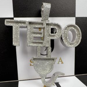 Plata de Ley 925 Iced Brilliant Cut VVS Diamond IGI Certified Fine Pendants Charms 14K Gold Name Letter Vintage Custom Unisex - Product Image 5