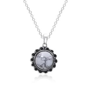 Colgante de Howlite hecho a mano al por mayor, colgante de joyería fina de piedras preciosas de Plata de Ley 925 con sello de joyería de plata 925 - Product Image 1