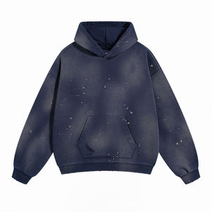 2025 personnalisé hommes Streetwear en détresse soleil délavé acide lavage à capuche 100% coton Double couche poches pour l'automne - Product Image 2