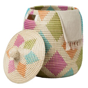 Caja de Almacenamiento Hecha a Mano de Pasto Marino Colorido, Caja de Almacenamiento Ecológica y Natural para Decoración del Hogar, Venta al por Mayor desde Vietnam - Product Image 1