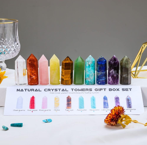 Best Quality Hot Sale Natural 10pcs <b>Chakra</b> Natural <b>Crystal</b> Wand Gift Box <b>Crystals</b> Point <b>Chakra</b> Stone Kit for Desk Office - Product Image 6