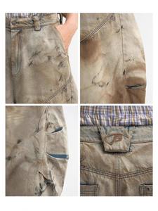 Pantalones Vaqueros para Hombre con Logotipo Personalizado, Lavado Desgastado, Pierna Ancha, Cintura Doble, Estilo Desgastado, Holgados, Tipo Cimitarra - Product Image 3