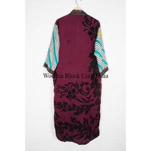 Hermoso Kimono de Sari Vintage de Seda Pura con Estampado Floral, Ligero para Verano, Vestido de Playa Suave, Hecho a Mano en India - Product Image 5