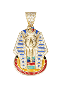 Colgante de Rey Egipcio en Oro de 14K y Chapado en Rodio con Moissanita y Detalles de Esmalte para Regalo - Product Image 2