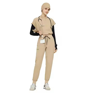 2025 mujeres elegante sólido simulado abrigo lateral lazo enfermería Scrub Tops cómodo algodón Hospital uniforme con hombro cómodo - Product Image 1