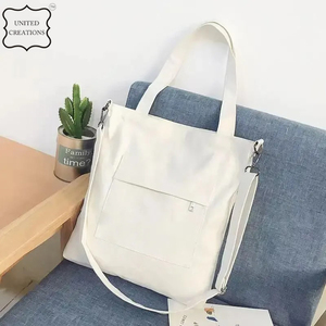 Grand sac fourre-tout en toile de coton pour femmes réutilisable et recyclable avec logo imprimé personnalisé - Product Image 3