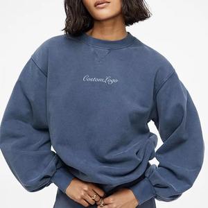Taux d'usine respirant dernière personnalisé col rond polaire coton pull surdimensionné col rond Vintage femmes sweat 2025 - Product Image 1