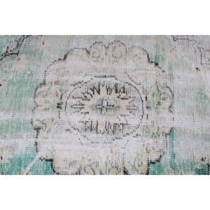 Alfombra Turca Vintage de 5x5.3 pies, Alfombra de Lana Verde - Product Image 4