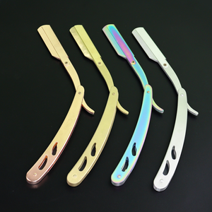 Caractéristiques professionnelles de sécurité de rasoir de lame pliante d'acier inoxydable pour le corps des hommes rasant le support de rasoir de barbier - Product Image 1