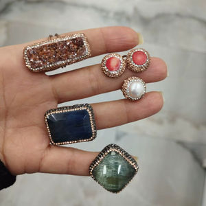 Handmade 925 Sterling Silver <b>Statement</b> <b>Ring</b> with Large Gemstone & Micro Pave Design - Product Image 1