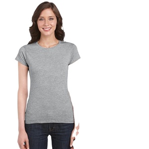 Couleur unie teint coton Polyester femmes O cou t-shirts blanc en gros femmes O cou t-shirts à manches courtes 100% coton t-shirts - Product Image 3