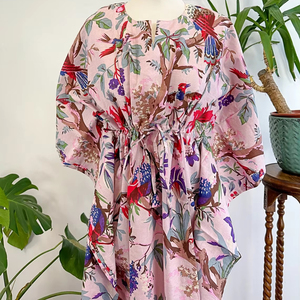 Kaftan de algodón puro 100%, Kimono de verano con estampado de bloques indios, informal, para la playa, cómodo, suave para la temporada de primavera - Product Image 1