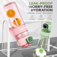 Bouteille de sport en plastique élégante et résistante à la chaleur avec double paille et double couvercle pour hommes et femmes, idéale pour le cyclisme, le fitness et les activités quotidiennes en extérieur
