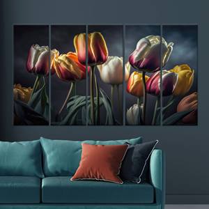 Toile imprimée de fleurs de tulipes florales modernes : Art de décoration élégant pour la maison, toile enveloppée 5P - Product Image 1